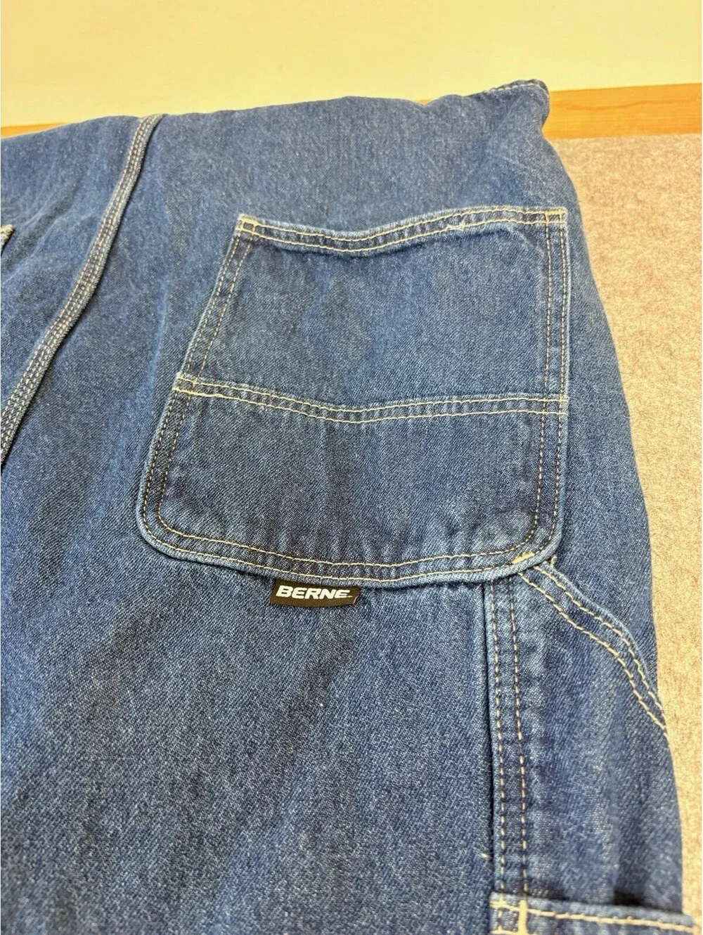 Berne Bib Overalls Mens XL Blue Denim Carpenter Workwear Utility